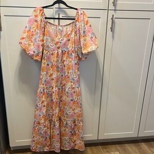 Floral Maxi Dress with Puff Sleeves